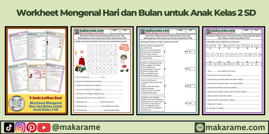 Worksheet Mengenal Hari dan Bulan untuk Anak Kelas 2 SD