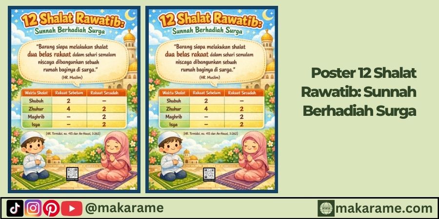 Poster 12 Shalat Rawatib: Sunnah Berhadiah Surga