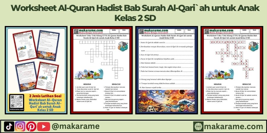 Worksheet Al-Quran Hadist Bab Surah Al-Qari`ah untuk Anak Kelas 2 SD