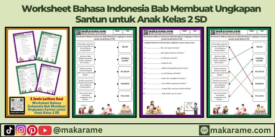 Worksheet Bahasa Indonesia Bab Membuat Ungkapan Santun untuk Anak Kelas 2 SD