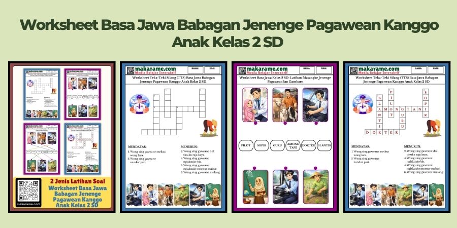 Worksheet Basa Jawa Babagan Jenenge Pagawean Kanggo Anak Kelas 2 SD