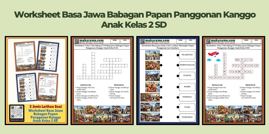 Worksheet Bahasa Jawa Bab Papan Panggonan untuk Anak Kelas 2 SD