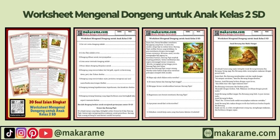 Worksheet Mengenal Dongeng untuk Anak Kelas 2 SD