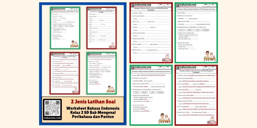 Worksheet Bahasa Indonesia Kelas 2 SD Bab Mengenal Peribahasa dan Pantun
