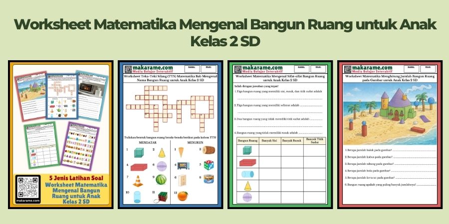 Worksheet Matematika Mengenal Bangun Ruang untuk Anak Kelas 2 SD