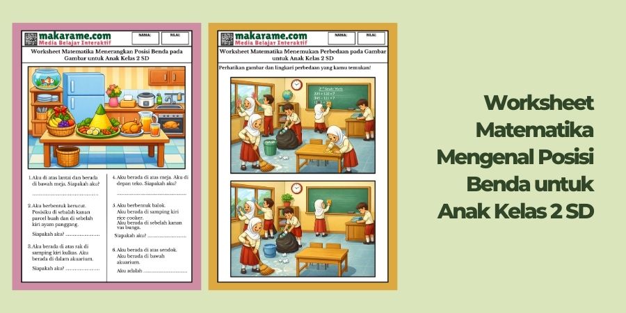 Worksheet Matematika Mengenal Posisi Benda untuk Anak Kelas 2 SD