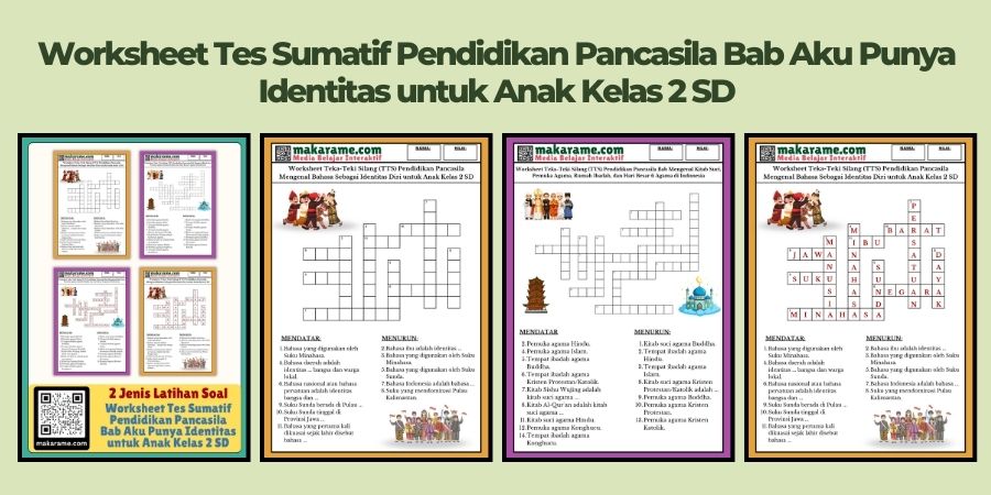 Worksheet Tes Sumatif Pendidikan Pancasila Bab Aku Punya Identitas untuk Anak Kelas 2 SD