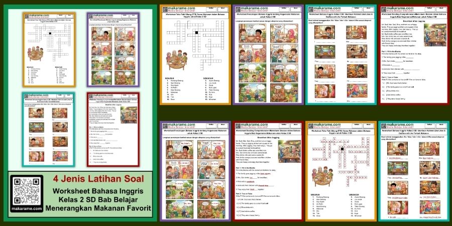 Worksheet Bahasa Inggris Kelas 2 SD Bab Belajar Menerangkan Makanan Favorit