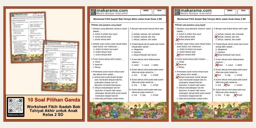 Worksheet Fikih Ibadah Bab Tahiyat Akhir untuk Anak Kelas 2 SD