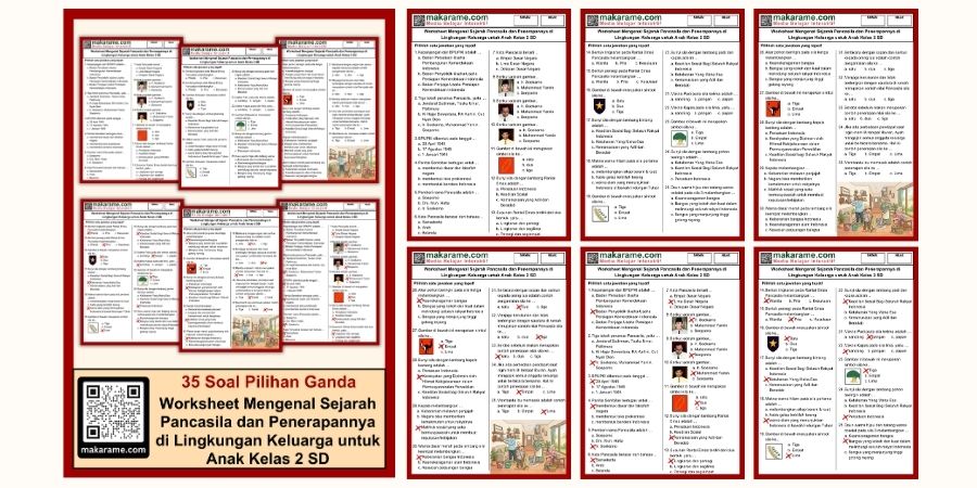 Worksheet Mengenal Sejarah Pancasila dan Penerapannya di Lingkungan Keluarga untuk Anak Kelas 2 SD